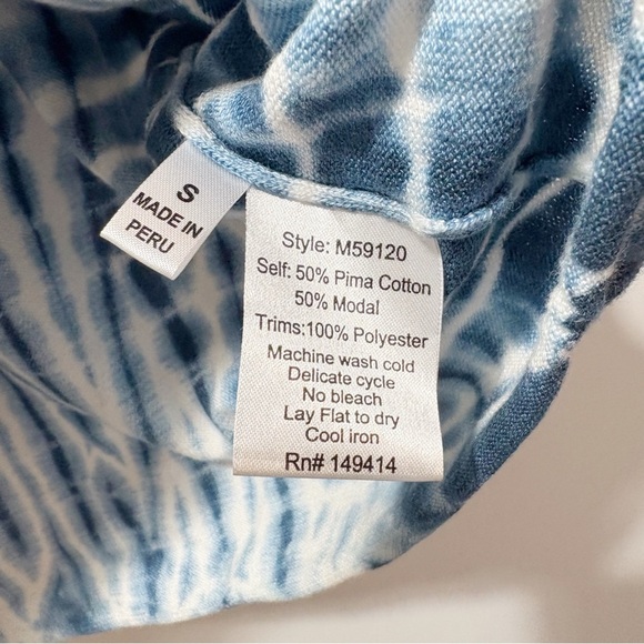 Johnny Was Calme Pima Cotton Modal Blend Tie Dye Sweater Size Small Blue White - Picture 9 of 11